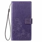 Lucky Clover Pressed Flowers Pattern Leather Case for OPPO A5, with Holder & Card Slots & Wallet & Hand Strap(Purple) - 2