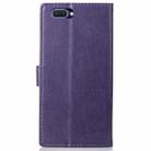 Lucky Clover Pressed Flowers Pattern Leather Case for OPPO A5, with Holder & Card Slots & Wallet & Hand Strap(Purple) - 3