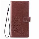 Lucky Clover Pressed Flowers Pattern Leather Case for OPPO A5, with Holder & Card Slots & Wallet & Hand Strap(Brown) - 2