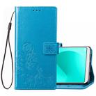 Lucky Clover Pressed Flowers Pattern Leather Case for OPPO A83, with Holder & Card Slots & Wallet & Hand Strap(Blue) - 1