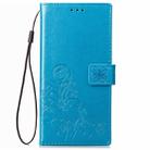 Lucky Clover Pressed Flowers Pattern Leather Case for OPPO A83, with Holder & Card Slots & Wallet & Hand Strap(Blue) - 2