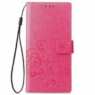 Lucky Clover Pressed Flowers Pattern Leather Case for OPPO A83, with Holder & Card Slots & Wallet & Hand Strap(Magenta) - 2