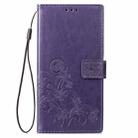 Lucky Clover Pressed Flowers Pattern Leather Case for OPPO A83, with Holder & Card Slots & Wallet & Hand Strap(Purple) - 2