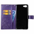 Lucky Clover Pressed Flowers Pattern Leather Case for OPPO A83, with Holder & Card Slots & Wallet & Hand Strap(Purple) - 4
