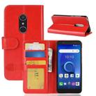 Crazy Horse Texture Horizontal Flip Leather Case for Alcatel 1x, with Wallet & Holder & Card Slots(Red) - 1