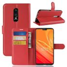 For OnePlus 6 Litchi Texture Horizontal Flip Leather Case with Holder & Card Slots & Wallet(Red) - 1