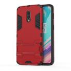 Shockproof PC + TPU  Case for OnePlus 6T, with Holder(Red) - 1