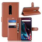 Litchi Texture Horizontal Flip Leather Case for OnePlus 7 Pro, with Wallet & Holder & Card Slots(Brown) - 1