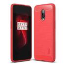 MOFI Brushed Texture Carbon Fiber TPU Case for OnePlus 6T (Red) - 1