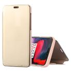Mirror Clear View Horizontal Flip PU Leather Case for OnePlus 6, with Holder (Gold) - 1