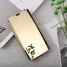 Mirror Clear View Horizontal Flip PU Leather Case for OnePlus 6, with Holder (Gold) - 2