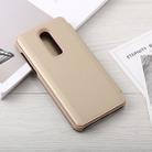 Mirror Clear View Horizontal Flip PU Leather Case for OnePlus 6, with Holder (Gold) - 3