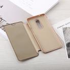 Mirror Clear View Horizontal Flip PU Leather Case for OnePlus 6, with Holder (Gold) - 4