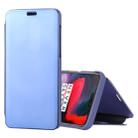 Mirror Clear View Horizontal Flip PU Leather Case for OnePlus 6, with Holder (Blue) - 1