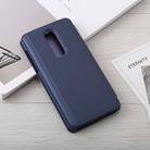 Mirror Clear View Horizontal Flip PU Leather Case for OnePlus 6, with Holder (Blue) - 3