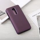 Mirror Clear View Horizontal Flip PU Leather Case for OnePlus 6, with Holder (Purple) - 3