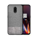 Shockproof Splicing PU + Cloth Protective Case for OnePlus 7 (Grey) - 1