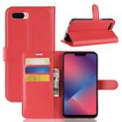 Litchi Texture Horizontal Flip Leather Case for OPPO A5, with Wallet & Holder & Card Slots (Red) - 1