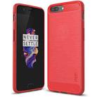 MOFI Brushed Texture Carbon Fiber Shockproof TPU Case for OnePlus 5 (Red) - 1