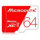 MICRODATA 64GB High Speed U3 Red and White TF(Micro SD) Memory Card - 1