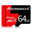MICRODATA 64GB U3 Red and Black TF(Micro SD) Memory Card - 1