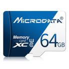 MICRODATA 64GB U3 Blue and White TF(Micro SD) Memory Card - 1
