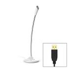 BK Desktop Gooseneck Adjustable USB Wired Audio Microphone, Built-in Sound Card, Compatible with PC / Mac for Live Broadcast, Show, KTV, etc.(White) - 1