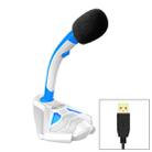 K1 Desktop Omnidirectional USB Wired Mic Condenser Microphone with Phone Holder, Compatible with PC / Mac for Live Broadcast, Show, KTV, etc(White + Blue) - 1
