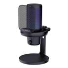 FEELWORLD VM1 USB Condenser Gaming Microphone for Streaming Noise Cancellation Mute RGB Light Desktop Stand (Black) - 1