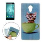 For Wiko Robby Glasses Cat Pattern TPU Soft Protective Back Cover Case - 1