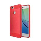 For Huawei nova Brushed Texture Carbon Fiber TPU Rugged Armor Protective Case (Red) - 1