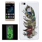 For Huawei P9 Lite Noctilucent Feather Pattern IMD Workmanship Soft TPU Back Cover Case - 1
