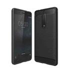 For Nokia 5 Brushed Carbon Fiber Texture Shockproof TPU Protective Cover Case (Black) - 1