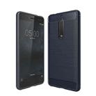 For Nokia 5 Brushed Carbon Fiber Texture Shockproof TPU Protective Cover Case(Navy Blue) - 1