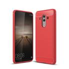 For Huawei  Mate 10 Pro Brushed Texture Carbon Fiber Shockproof TPU Rugged Armor Protective Case (Red) - 1