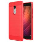 For Xiaomi  Redmi Note 4X Brushed Carbon Fiber Texture Shockproof TPU Protective Case (Red) - 1