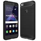 For Huawei  P8 Lite (2017) Brushed Carbon Fiber Texture Shockproof TPU Protective Case(Black) - 1