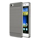 For Huawei  P8 Lite Brushed Texture Fiber TPU Rugged Armor Protective Case(Grey) - 1