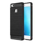 For Huawei  P9 Lite Brushed Texture Fiber TPU Rugged Armor Protective Case(Black) - 1