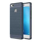 For Huawei  P9 Lite Brushed Texture Fiber TPU Rugged Armor Protective Case(Dark Blue) - 1