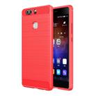 For Huawei  P9 Plus Brushed Texture Fiber TPU Rugged Armor Protective Case(Red) - 1