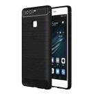 For Huawei  P9 Brushed Texture Fiber TPU Rugged Armor Protective Case(Black) - 1