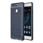 For Huawei  P9 Brushed Texture Fiber TPU Rugged Armor Protective Case(Dark Blue) - 1