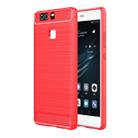 For Huawei  P9 Brushed Texture Fiber TPU Rugged Armor Protective Case(Red) - 1