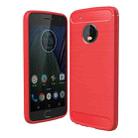 For Motorola Moto G5 Plus Brushed Carbon Fiber Texture Shockproof TPU Protective Cover Case(Red) - 1