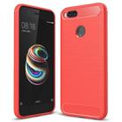 For Xiaomi  Mi 5X Carbon Fiber TPU Brushed Texture Shockproof Protective Back Cover Case(Red) - 1