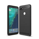 For Google Pixei 2 XL Brushed Texture Carbon Fiber Shockproof TPU Rugged Armor Protective Case(Black) - 1