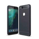 For Google Pixei 2 Brushed Texture Carbon Fiber Shockproof TPU Rugged Armor Protective Case (Navy Blue) - 1