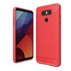 For LG G6 Brushed Carbon Fiber Texture Shockproof TPU Protective Cover Case (Red) - 1