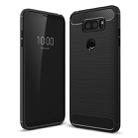 For LG V30 Brushed Texture Carbon Fiber Shockproof TPU Rugged Armor Protective Case (Black) - 1